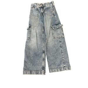 Abercrombie Kids Girls' Blue High Rise Wide Leg Cargo Jeans Size 8